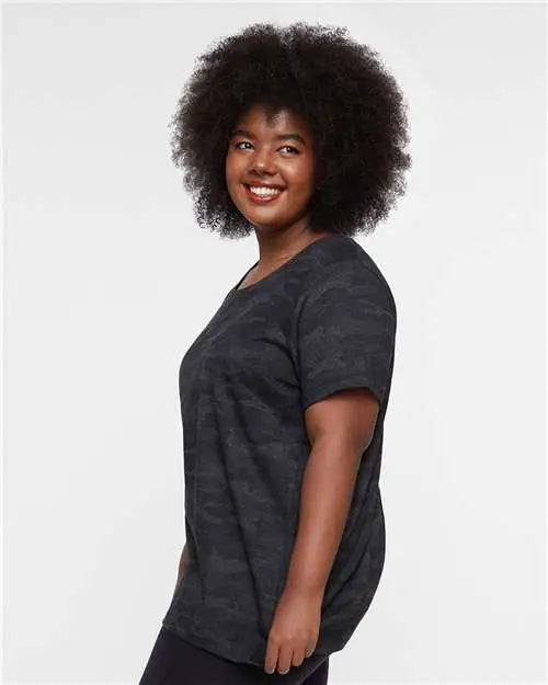 Lat 3816 Curvy Collection Women’s Fine Jersey Tee - Storm Camo