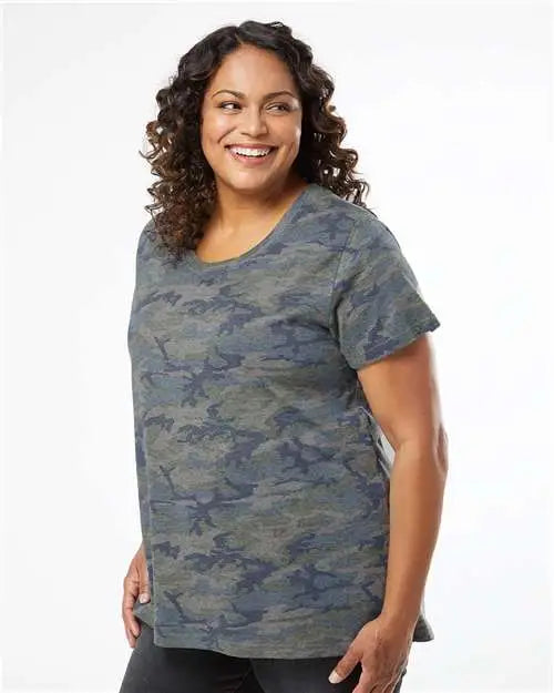 Lat 3816 Curvy Collection Women’s Fine Jersey Tee - Vintage Camo