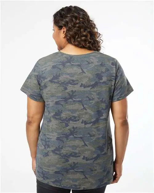 Lat 3816 Curvy Collection Women’s Fine Jersey Tee - Vintage Camo