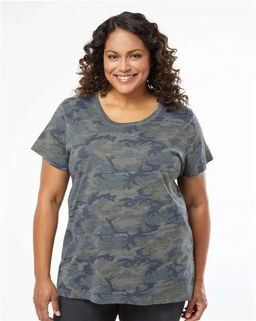 Lat 3816 Curvy Collection Women’s Fine Jersey Tee - Vintage Camo