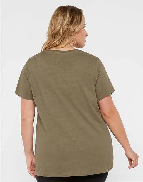 Lat 3816 Curvy Collection Women’s Fine Jersey Tee - Vintage Military Green