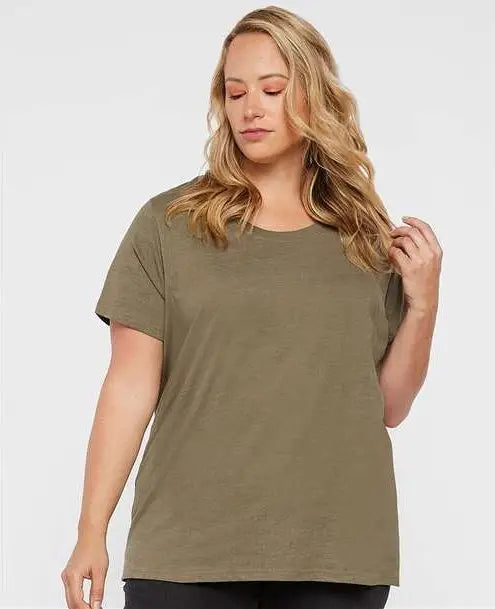 Lat 3816 Curvy Collection Women’s Fine Jersey Tee - Vintage Military Green