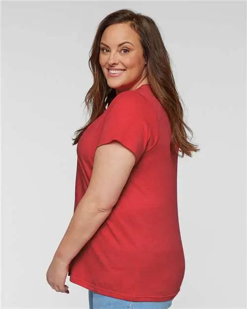Lat 3816 Curvy Collection Women’s Fine Jersey Tee - Vintage Red