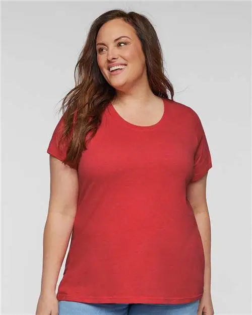 Lat 3816 Curvy Collection Women’s Fine Jersey Tee - Vintage Red