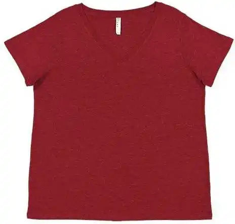 Lat 3817 Curvy Collection Women’s Fine Jersey v Neck Tee Cardinal Blackout