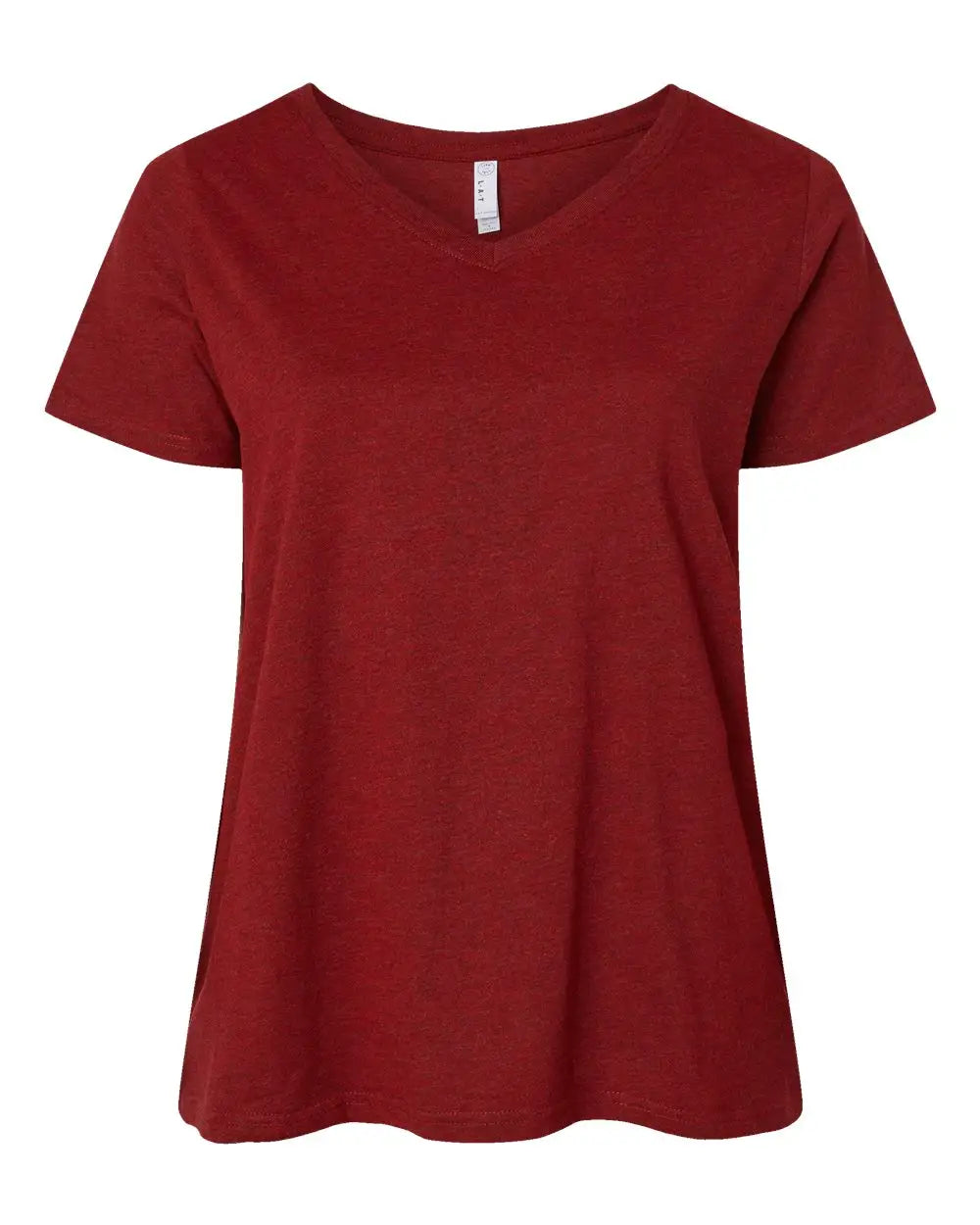 Lat 3817 Curvy Collection Women’s Fine Jersey V-neck Tee - Cardinal Blackout - Black / 2 - 18/20