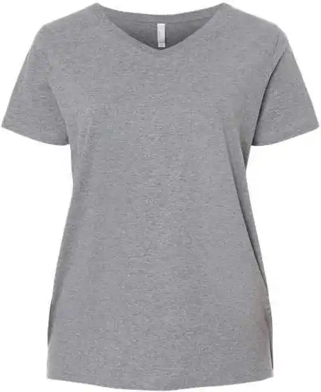 Lat 3817 Curvy Collection Women’s Fine Jersey v Neck Tee Granite Heather