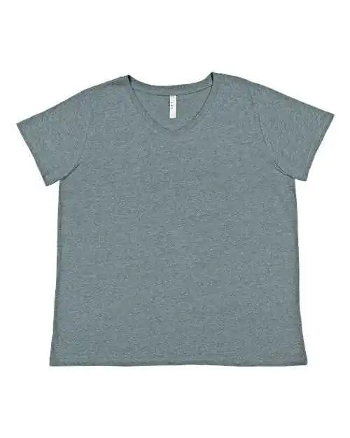 Lat 3817 Curvy Collection Women’s Fine Jersey V-neck Tee - Ice Blackout