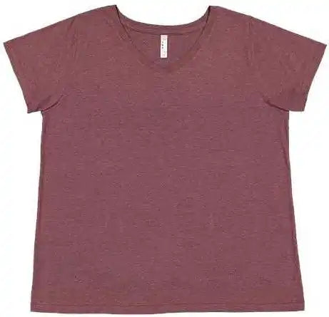 Lat 3817 Curvy Collection Women’s Fine Jersey v Neck Tee Sangria Blackout