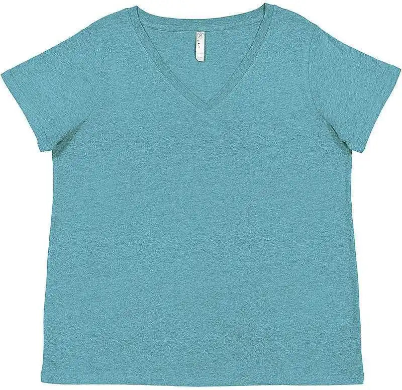 Lat 3817 Curvy Collection Women’s Fine Jersey v Neck Tee Surf Blackout