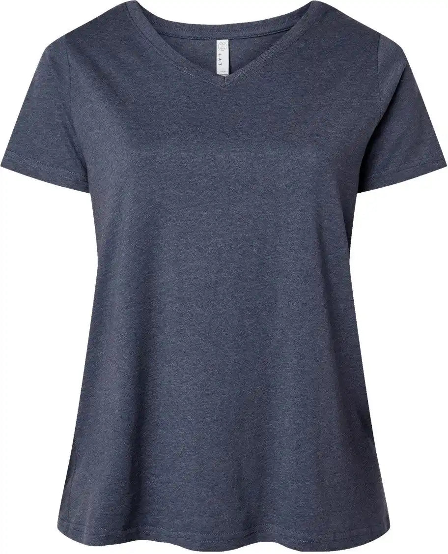 Lat 3817 Curvy Collection Women’s Fine Jersey V-neck Tee - Vintage Denim - 1 - 14/16