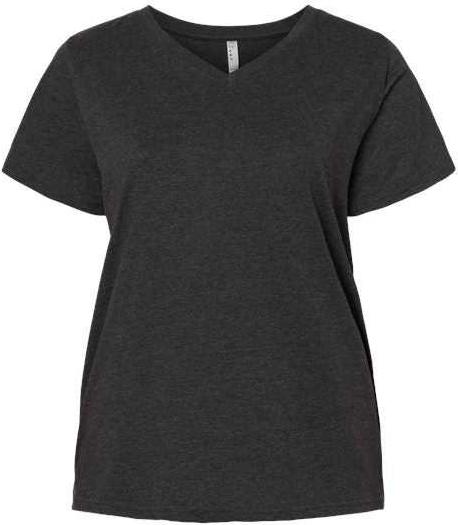 Lat 3817 Curvy Collection Women’s Fine Jersey V-neck Tee - Vintage Smoke
