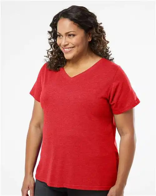 Lat 3817 Curvy Collection Women’s Fine Jersey V-neck Tee - Vintage Red