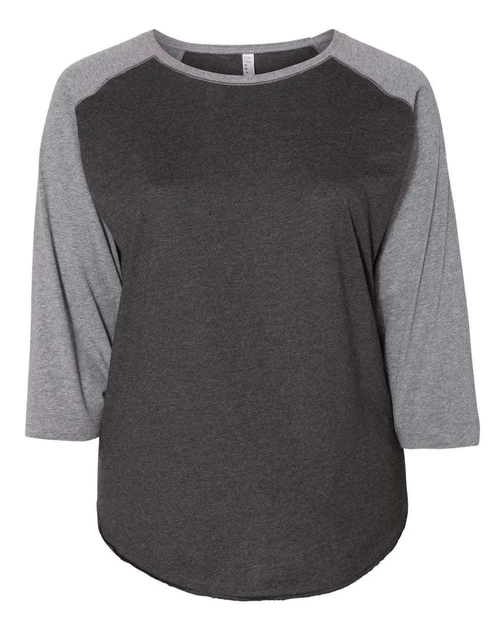 Lat 3830 Curvy Collection Women’s Baseball Three-quarter Sleeve Tee - Vintage Smoke Granite Heather - Dark Gray / 1