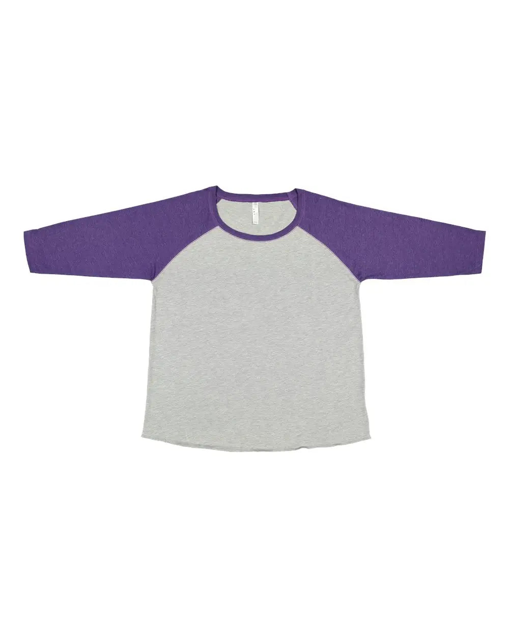 Lat 3830 Curvy Collection Women’s Baseball Three-quarter Sleeve Tee - Vintage Heather Purple - 1 - 14/16