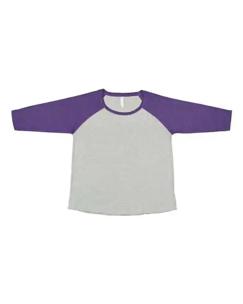 Lat 3830 Curvy Collection Women’s Baseball Three Quarter Sleeve Tee Vintage Heather Purple