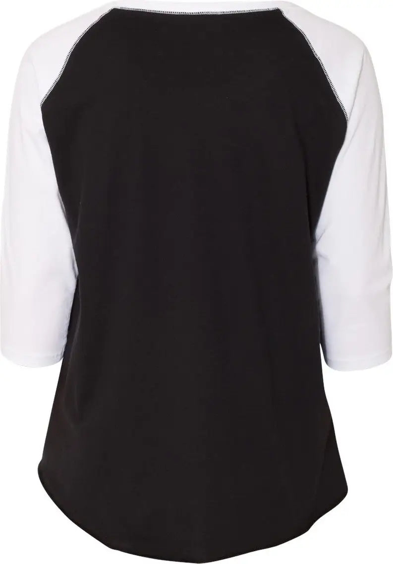 Lat 3830 Curvy Collection Women’s Baseball Three-quarter Sleeve Tee - Black White
