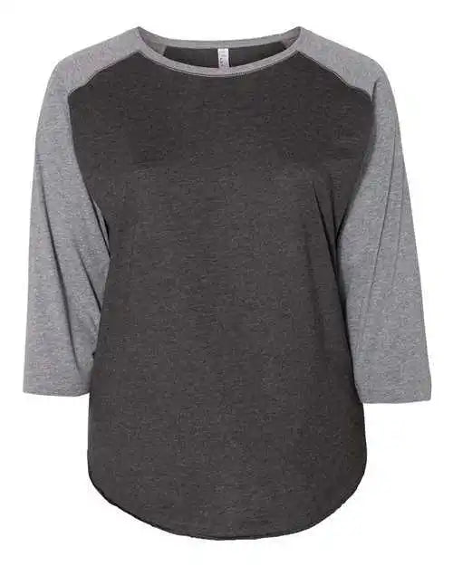 Lat 3830 Curvy Collection Women’s Baseball Three-quarter Sleeve Tee - Vintage Smoke Granite Heather