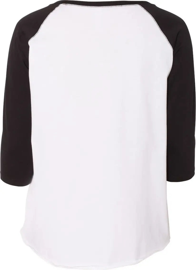 Lat 3830 Curvy Collection Women’s Baseball Three-quarter Sleeve Tee - White Black