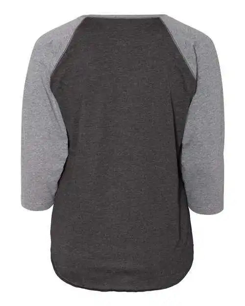 Lat 3830 Curvy Collection Women’s Baseball Three Quarter Sleeve Tee Vintage Smoke Granite Heather