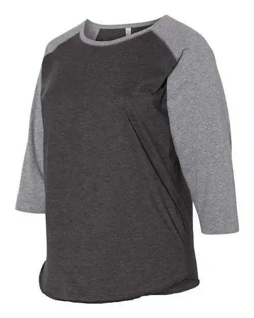 Lat 3830 Curvy Collection Women’s Baseball Three Quarter Sleeve Tee Vintage Smoke Granite Heather