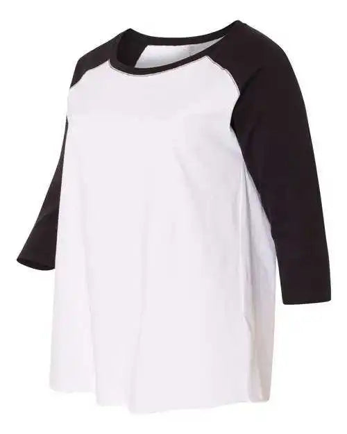 Lat 3830 Curvy Collection Women’s Baseball Three-quarter Sleeve Tee - White Black