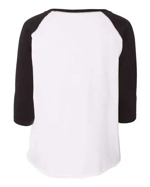 Lat 3830 Curvy Collection Women’s Baseball Three-quarter Sleeve Tee - White Black