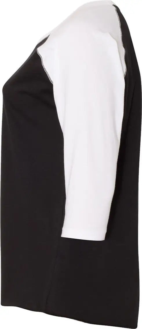 Lat 3830 Curvy Collection Women’s Baseball Three-quarter Sleeve Tee - Black White