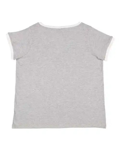 Lat 3832 Women’s Curvy Retro Ringer Premium Jersey V-neck Tee - Heather White