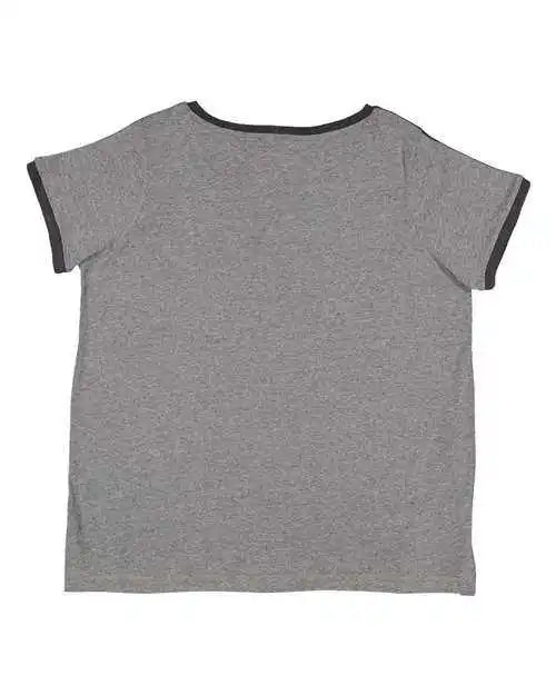 Lat 3832 Women’s Curvy Retro Ringer Premium Jersey V-neck Tee - Granite Heather Vintage Smoke