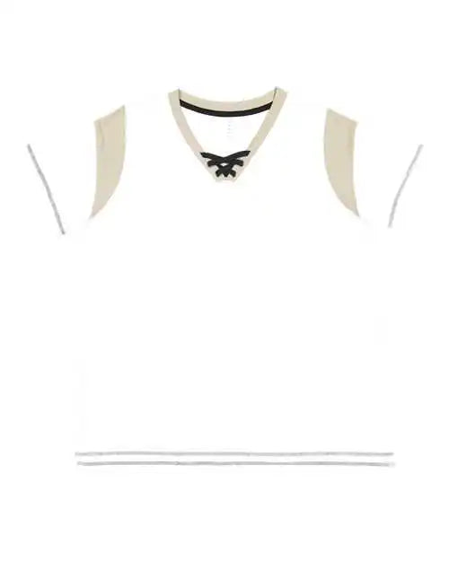 Lat 3833 Women’s Curvy Lace Up Fine Jersey Tee White Titanium Black