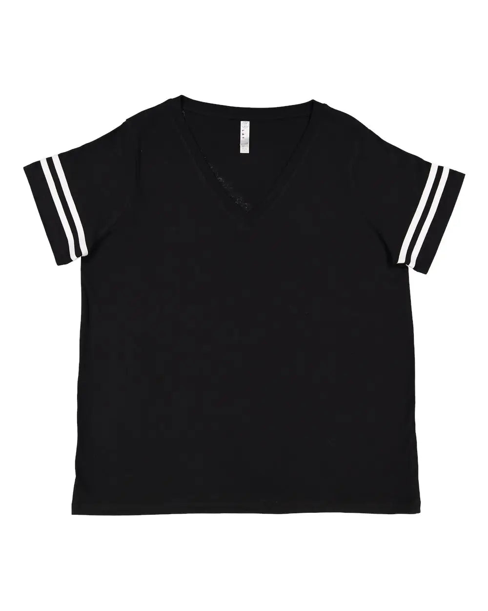 Lat 3837 Curvy Collection Women’s Vintage Football T-shirt - Black Solid White - 2 - 18/20