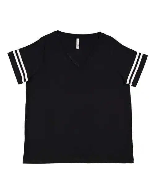 Lat 3837 Curvy Collection Women’s Vintage Football T-shirt - Black Solid White