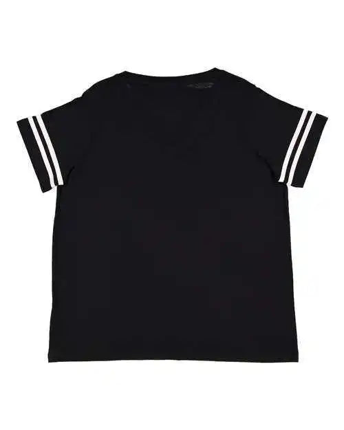 Lat 3837 Curvy Collection Women’s Vintage Football T-shirt - Black Solid White