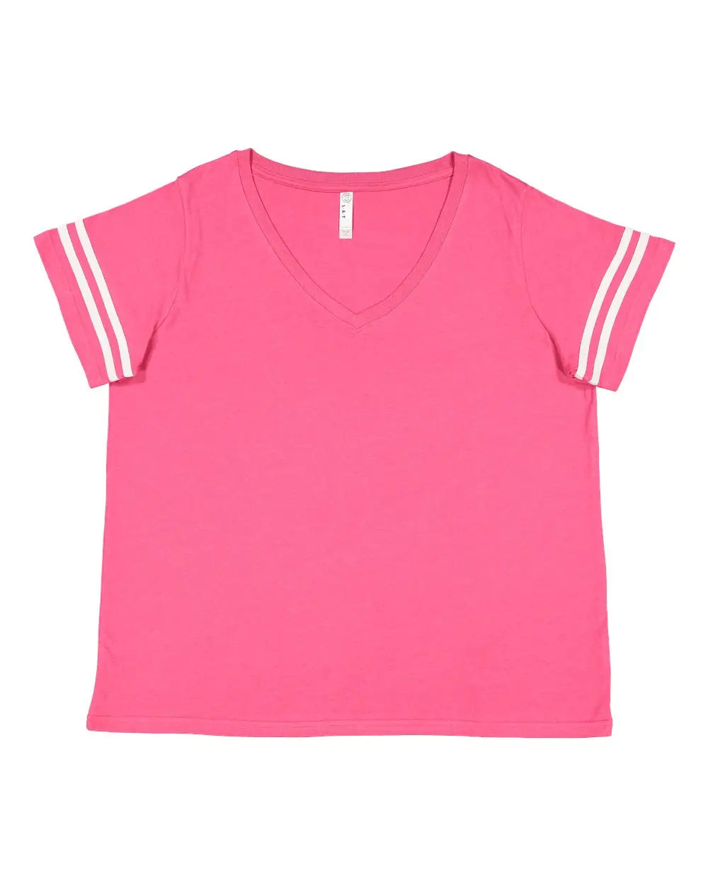 Lat 3837 Curvy Collection Women’s Vintage Football T-shirt - Hot Pink White - 1 - 14/16
