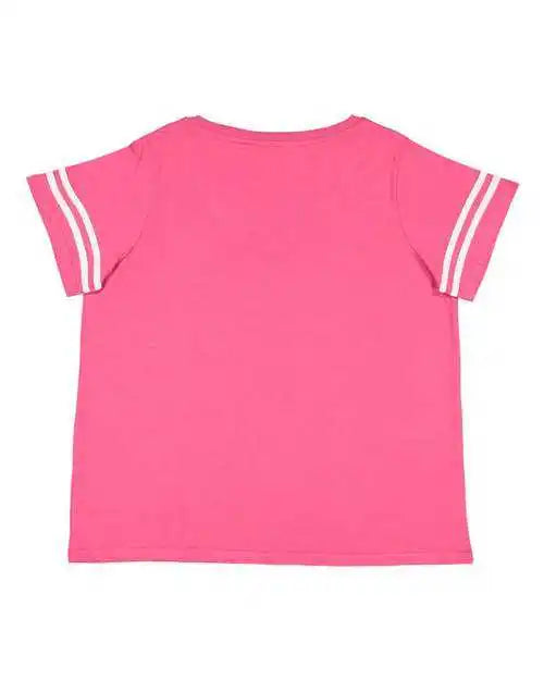 Lat 3837 Curvy Collection Women’s Vintage Football T-shirt - Hot Pink White