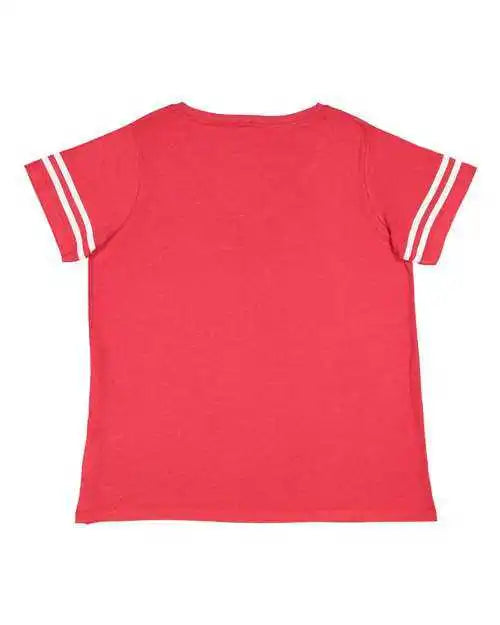 Lat 3837 Curvy Collection Women’s Vintage Football t Shirt Red White