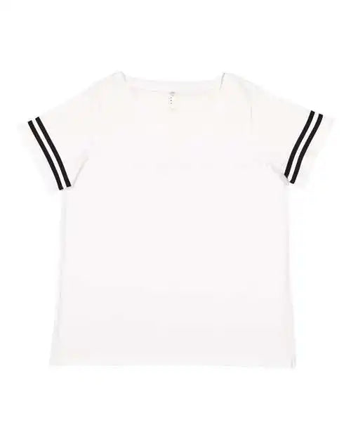 Lat 3837 Curvy Collection Women’s Vintage Football T-shirt - White Solid Black
