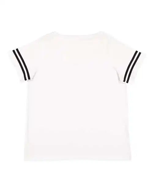 Lat 3837 Curvy Collection Women’s Vintage Football T-shirt - White Solid Black