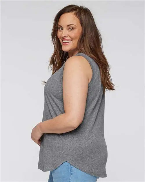 Lat 3892 Women’s Curvy Relaxed Fine Jersey Tank - Granite Heather