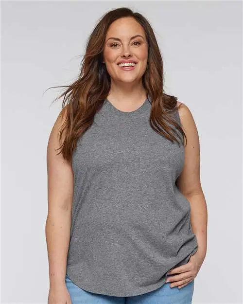 Lat 3892 Women’s Curvy Relaxed Fine Jersey Tank - Granite Heather