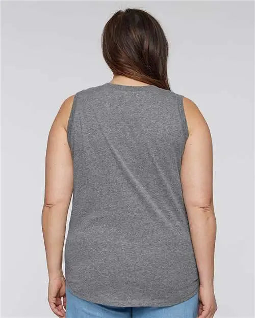 Lat 3892 Women’s Curvy Relaxed Fine Jersey Tank - Granite Heather