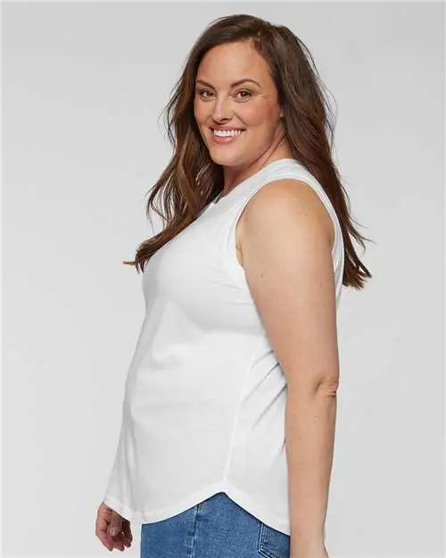 Lat 3892 Women’s Curvy Relaxed Fine Jersey Tank - White