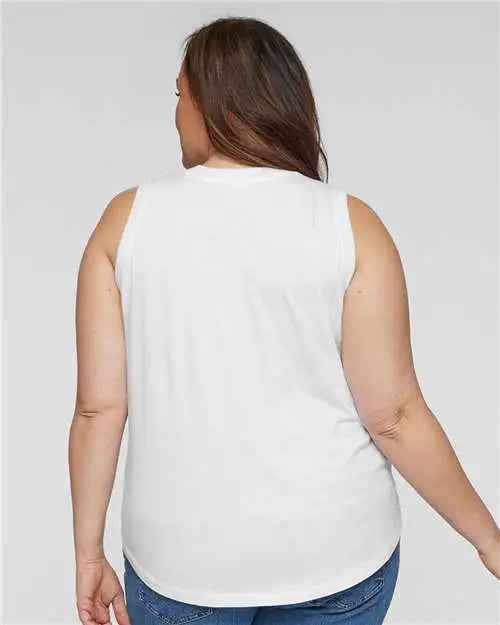 Lat 3892 Women’s Curvy Relaxed Fine Jersey Tank - White