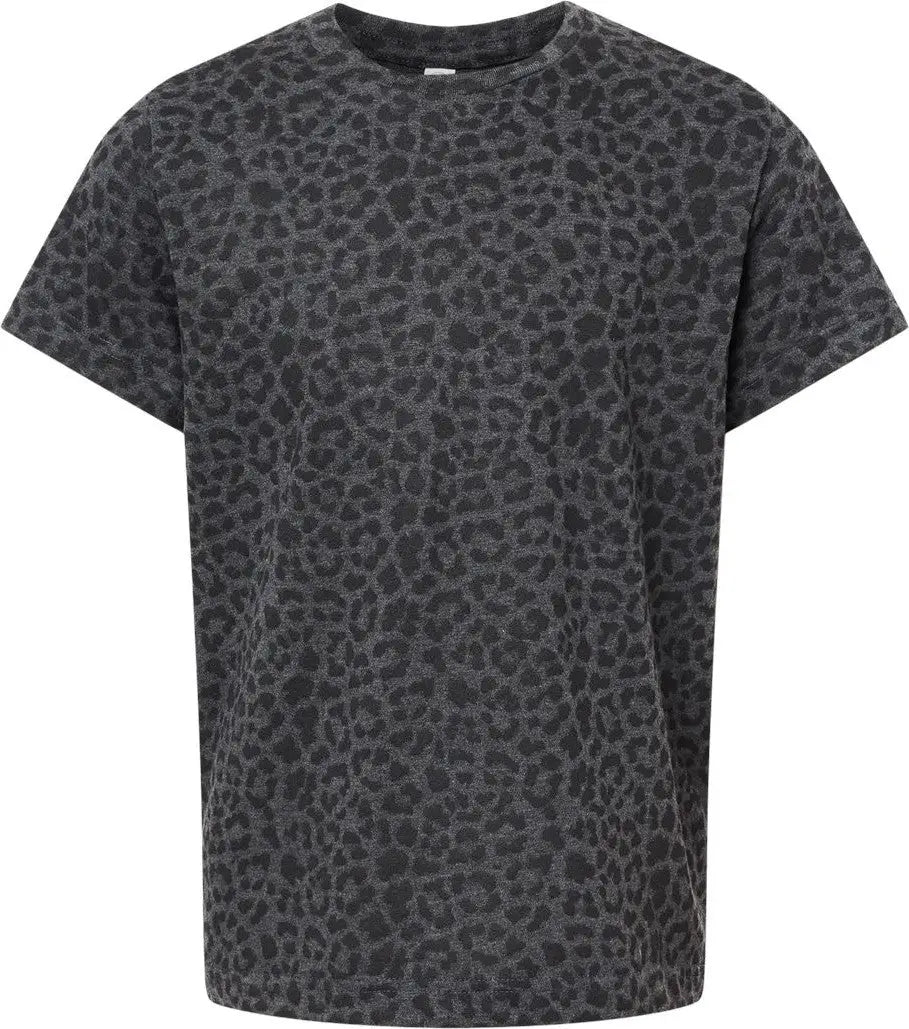 Lat 6101 Youth Fine Jersey Tee - Black Leopard