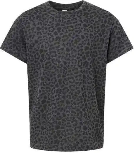 Lat 6101 Youth Fine Jersey Tee - Black Leopard