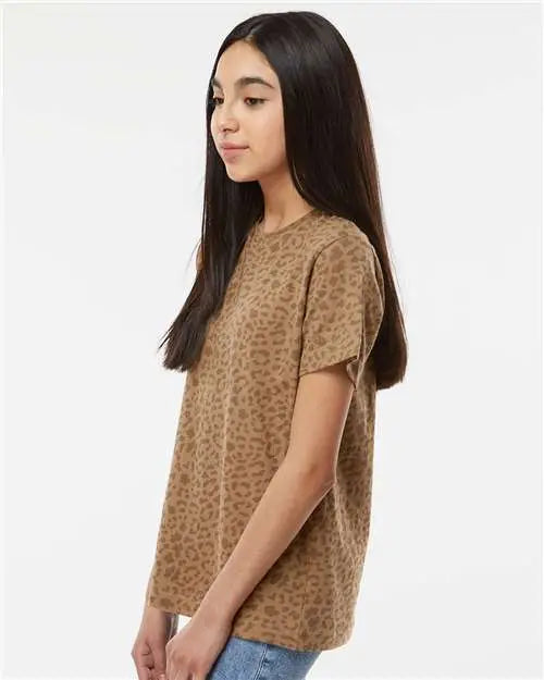Lat 6101 Youth Fine Jersey Tee - Brown Leopard
