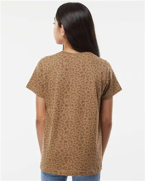 Lat 6101 Youth Fine Jersey Tee - Brown Leopard