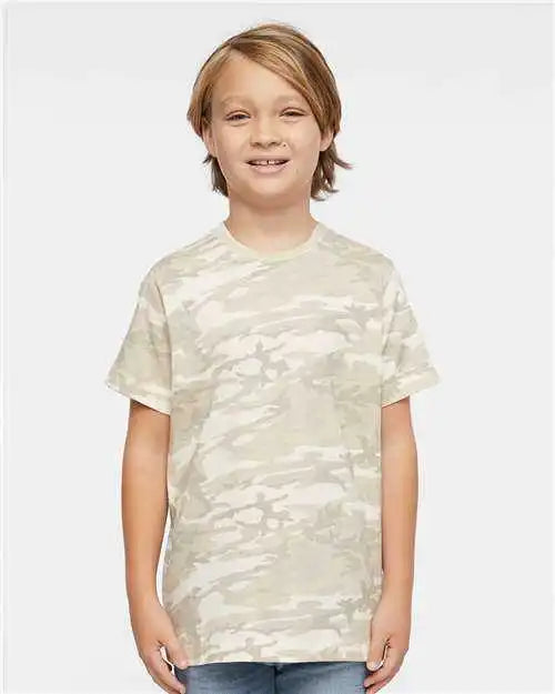 Lat 6101 Youth Fine Jersey Tee Natural Camo