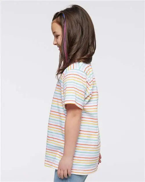 Lat 6101 Youth Fine Jersey Tee - Rainbow Stripe